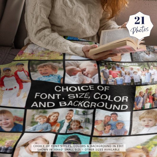 Eenvoudige 21 fotocollage gepersonaliseerd uw kleu fleece deken