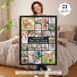 Eenvoudige 21 fotocollage gepersonaliseerd uw kleu fleece deken