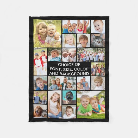 Eenvoudige 21 fotocollage gepersonaliseerd uw kleu fleece deken (Voorkant)