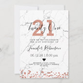 Eenvoudige 21e verjaardag Roos Gold Marble Kaart (Voorkant)