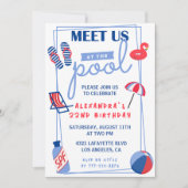 Eenvoudige 22e verjaardag uitnodigingen Pool Party (Voorkant)