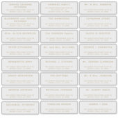 Eenvoudige 24 bruiloft gast adres gouden witte eti sticker (Voorkant)