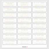 Eenvoudige 24 bruiloft gast adres gouden witte eti sticker (Vel)