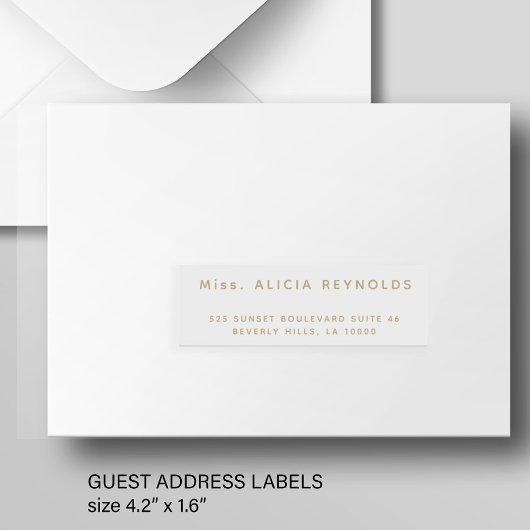 Eenvoudige 24 bruiloft gast adres gouden witte eti sticker