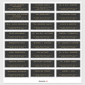 Eenvoudige 24 bruiloft gast adres gouden zwarte la sticker (Vel)