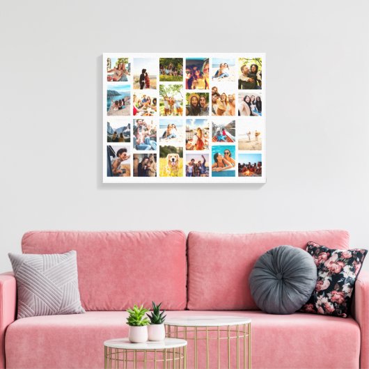 Eenvoudige 24 fotocollage canvas afdruk (Insitu (Woonkamer))