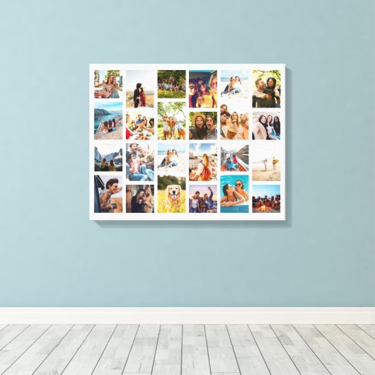 Eenvoudige 24 fotocollage canvas afdruk (Insitu (Houten vloer))