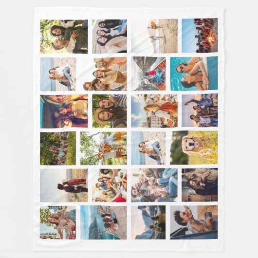 Eenvoudige 24 fotocollage fleece deken (Voorkant)