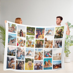 Eenvoudige 24 fotocollage fleece deken