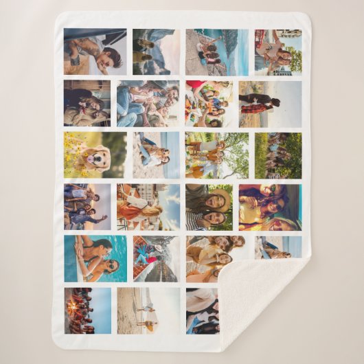 Eenvoudige 24 fotocollage sherpa deken (Voorkant)