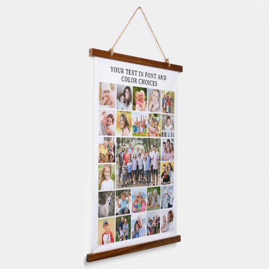 Eenvoudige 25 Aangepaste foto-Collage Hangend Wandkleed (Gebogen)