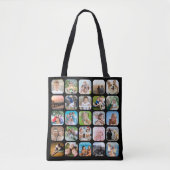 Eenvoudige 25-fotocollage, afgeronde hoek zwart tote bag (Voorkant)