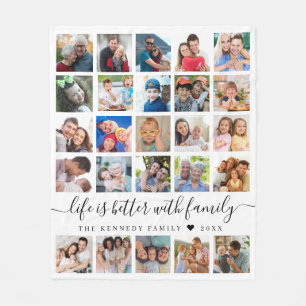 Eenvoudige 25 Photo Collage Life Quote Familienaam Fleece Deken
