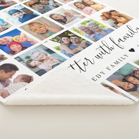 Eenvoudige 25 Photo Collage Life Quote Familienaam Sherpa Deken (3/4)