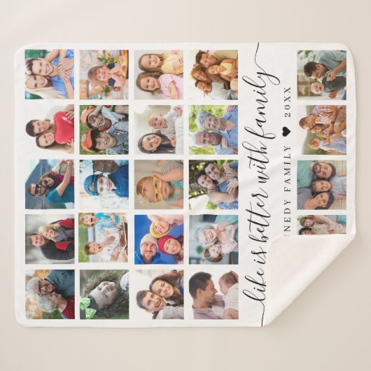 Eenvoudige 25 Photo Collage Life Quote Familienaam Sherpa Deken (Voorkant (horizontaal))