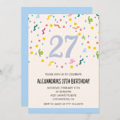 Eenvoudige 27e verjaardagsuitnodigingen Confetti M Kaart (Voorkant / Achterkant)