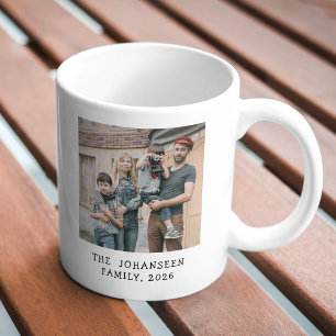 Eenvoudige 2 Familie Fotografie Moderne Foto sjabl Koffiemok