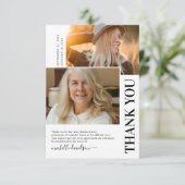 Eenvoudige 2 foto begrafenis bedankkaart (Staand voorkant)