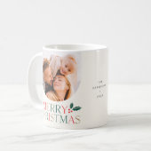 Eenvoudige 2 foto boog kleurrijke vrolijke kerst koffiemok (Voorkant links)