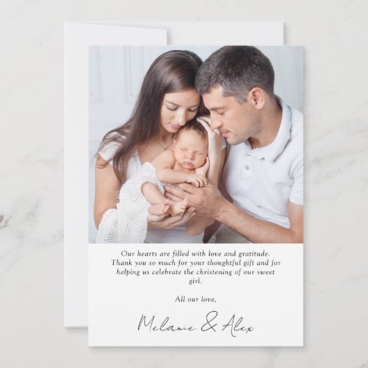 Eenvoudige 2 foto doop doopkaart dank u kaart (Achterkant)