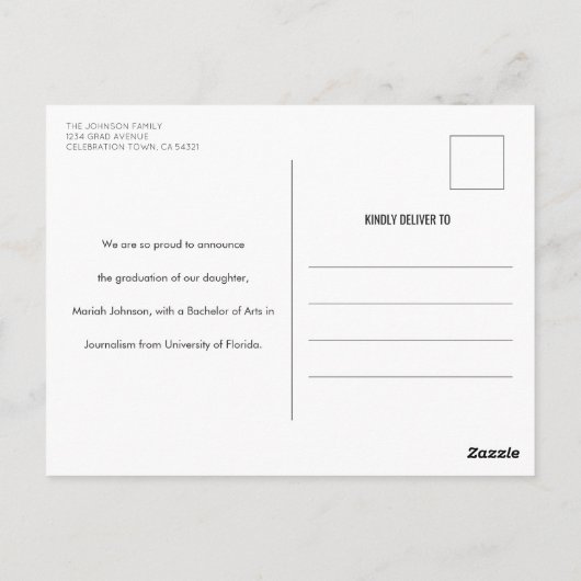 Eenvoudige 2 foto gouden kwastje Afstuderen aankon Briefkaart (Achterkant)