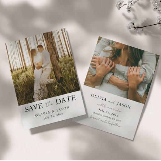 Eenvoudige 2 Foto Huwelijk Save the Date