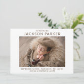 Eenvoudige 2 foto jongen geboorte aankondiging (Staand voorkant)