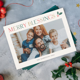 Eenvoudige 2 Foto Kleurrijke Religieuze Kerstkaart