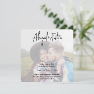 Eenvoudige 2 foto overlay All-in-One QR RSVP bruil Kaart