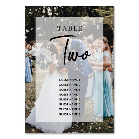 Eenvoudige 2 Foto-overlay trouwzaalstoelenkaart Kaart (Achterkant)