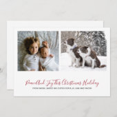 Eenvoudige 2-fotokerstfeestkaart (Voorkant / Achterkant)