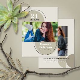 Eenvoudige 2 foto's afstudeercollege sage aankondiging