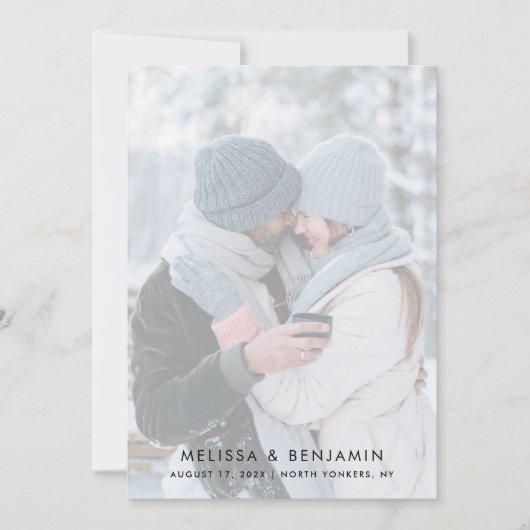 Eenvoudige 2 foto's bruiloft save the date (Voorkant)