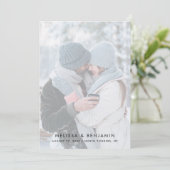 Eenvoudige 2 foto's bruiloft save the date (Staand voorkant)