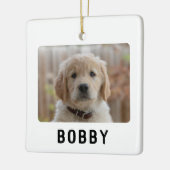 Eenvoudige 2 Hond foto's Huisdier naam Kerstmis Keramisch Ornament (Links)