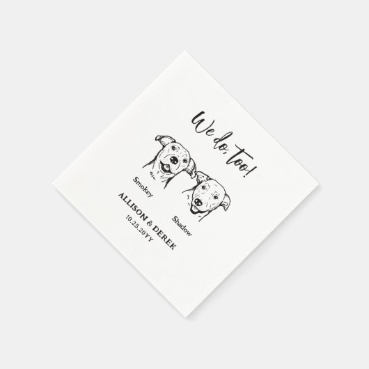 Eenvoudige 2 honden Pet Sketch bruiloft Servet (Hoek)