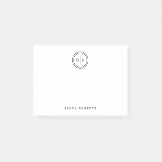 Eenvoudige 2 Initiaal cirkel monogram Post-it® Notes (Voorkant)