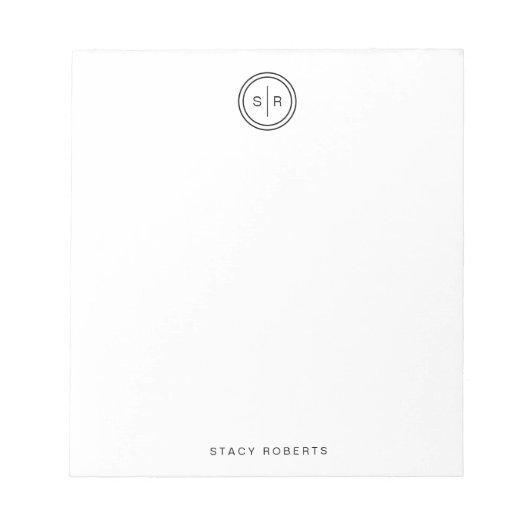 Eenvoudige 2 Initiele Cirkel Monogram Notitieblok (Voorkant)