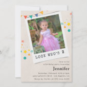 Eenvoudige 2e verjaardagsuitnodigingen Meisje Oran Kaart (Voorkant)