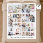 Eenvoudige 30 foto collage aangepaste kleur en tek fleece deken