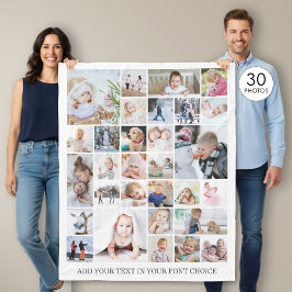 Eenvoudige 30 foto collage aangepaste kleur en tek fleece deken