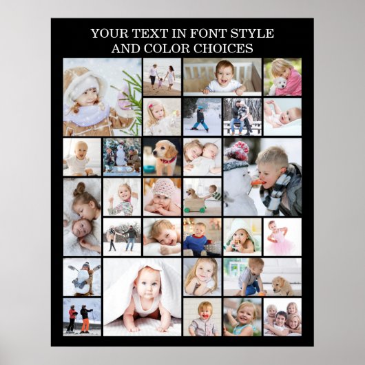 Eenvoudige 30 foto collage op maat met kleur en te poster (Voorkant)