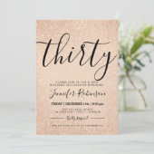 Eenvoudige 30e verjaardag Roos Gold Glitter Paint Kaart (Staand voorkant)