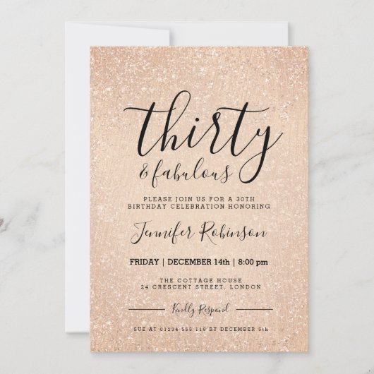 Eenvoudige 30e verjaardag Roos Gold Glitter Paint Kaart (Voorkant)