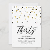 Eenvoudige 30e verjaardag van zwart en goud kaart (Voorkant)
