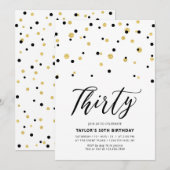 Eenvoudige 30e verjaardag van zwart en goud kaart (Voorkant / Achterkant)