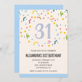 Eenvoudige 31e verjaardagsuitnodiging Confetti Mod Kaart (Voorkant / Achterkant)