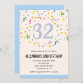 Eenvoudige 32e verjaardagsuitnodiging Confetti Mod Kaart (Voorkant / Achterkant)