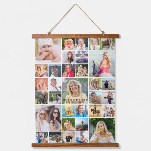 Eenvoudige 33 Aangepaste foto-Collage Hangend Wandkleed (Voorkant)
