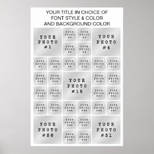 Eenvoudige 33 Foto Collage Aangepaste Kleur en Tek Poster